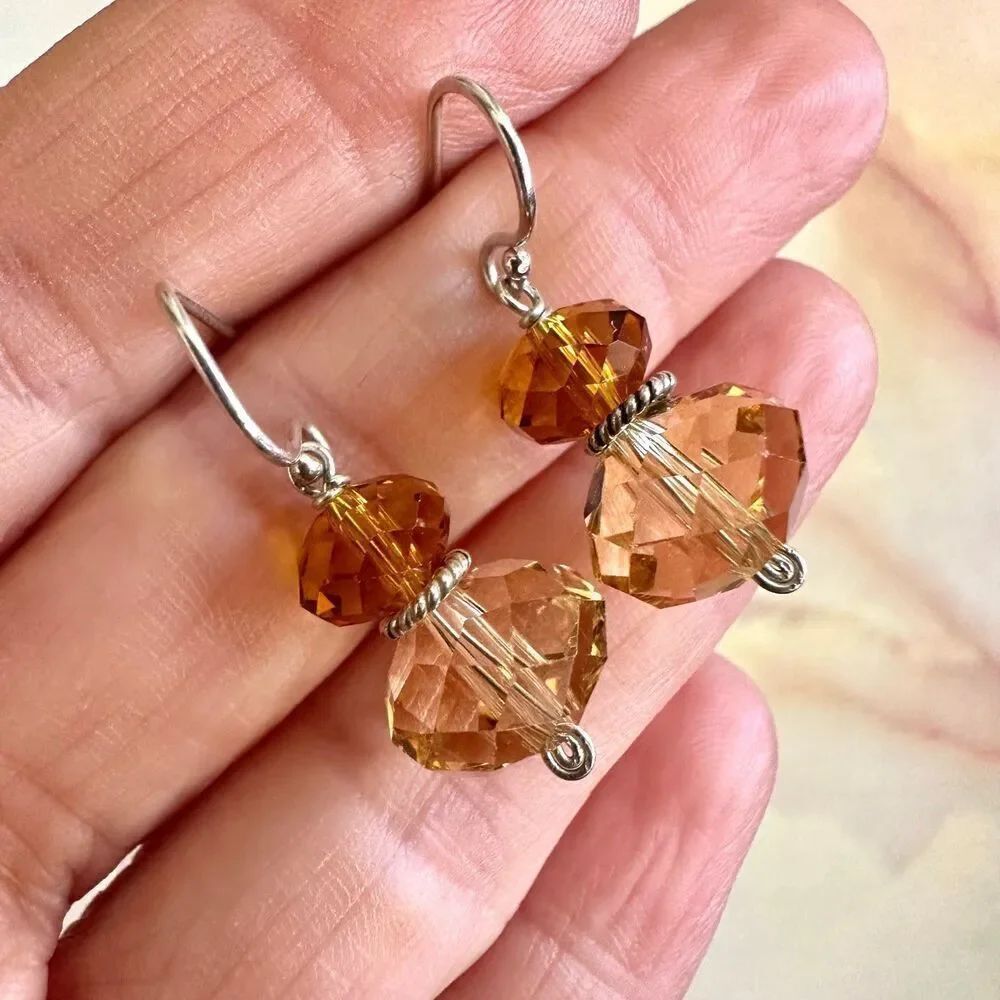 Yellow crystal drop earrings